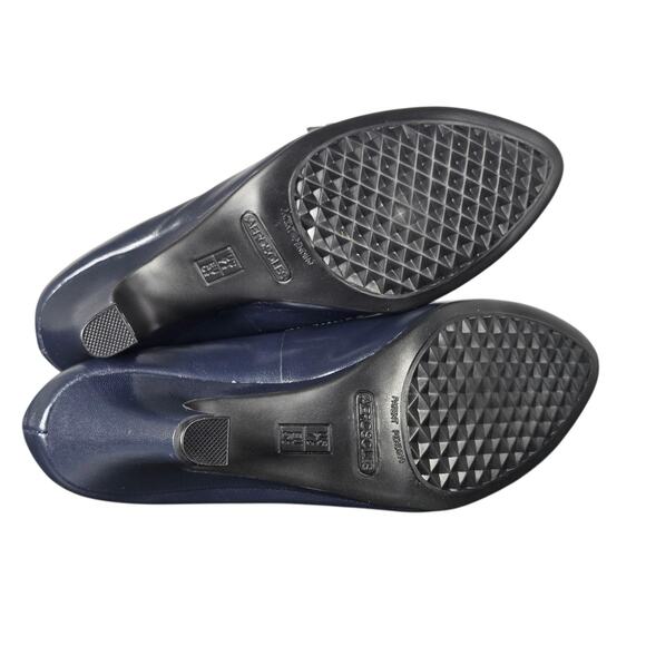 Aerosoles Pumps Women 7.5 Aperture Heels Navy Leather Houndstooth Office Dress - Picture 11 of 12